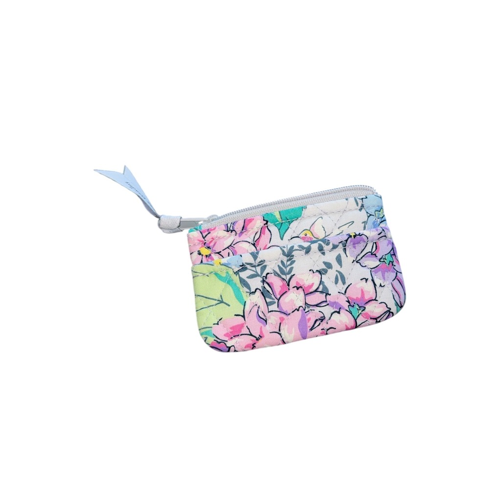 Vera Bradley Happy Hydrangea Floral Quilted Cotton Coin Purse Zip Pouch Wallet - Picture 1 of 3